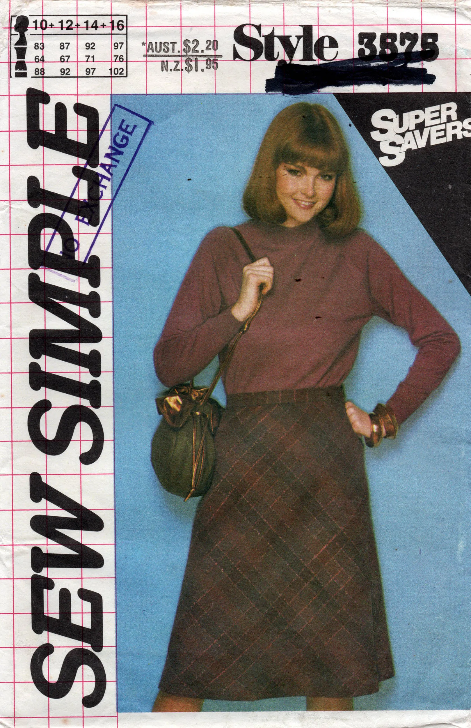 Style 3575 Womens EASY Bias Cut Skirts 1980s Vintage Sewing Pattern Size 10 - 16 UNCUT Factory Folded