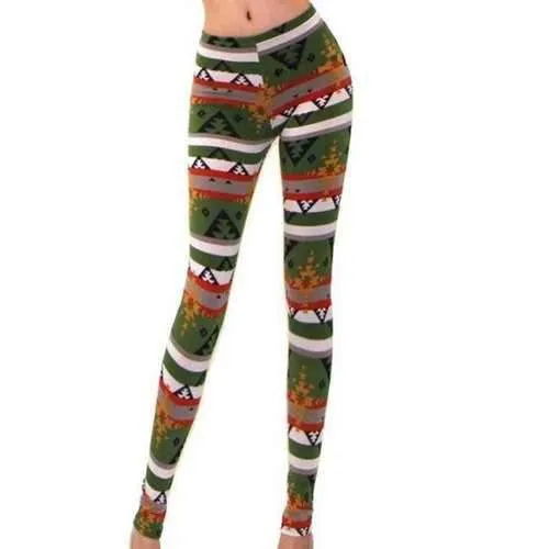 Stylish High Waisted Striped Print Skinny Women's Leggings - Xl