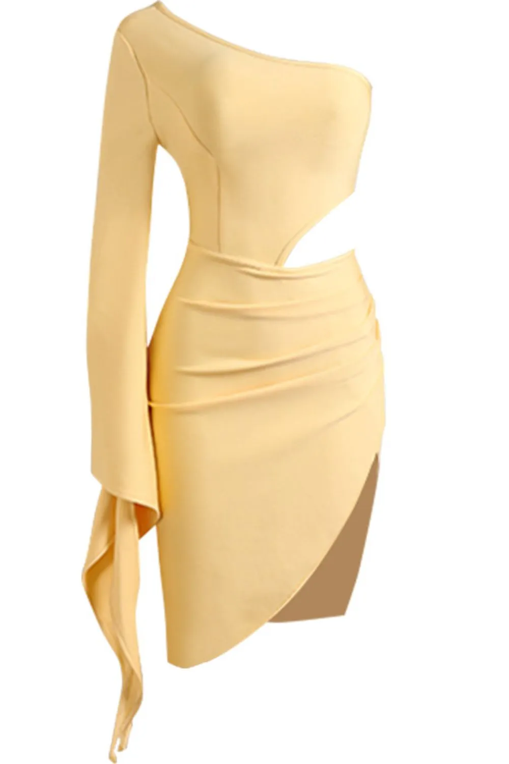Sultry Elegance Cutout Split One-Shoulder Dress