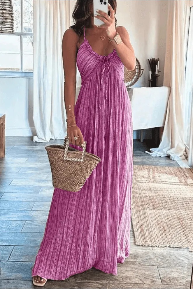 Summeer Backless U Neck suspender  Long Dress