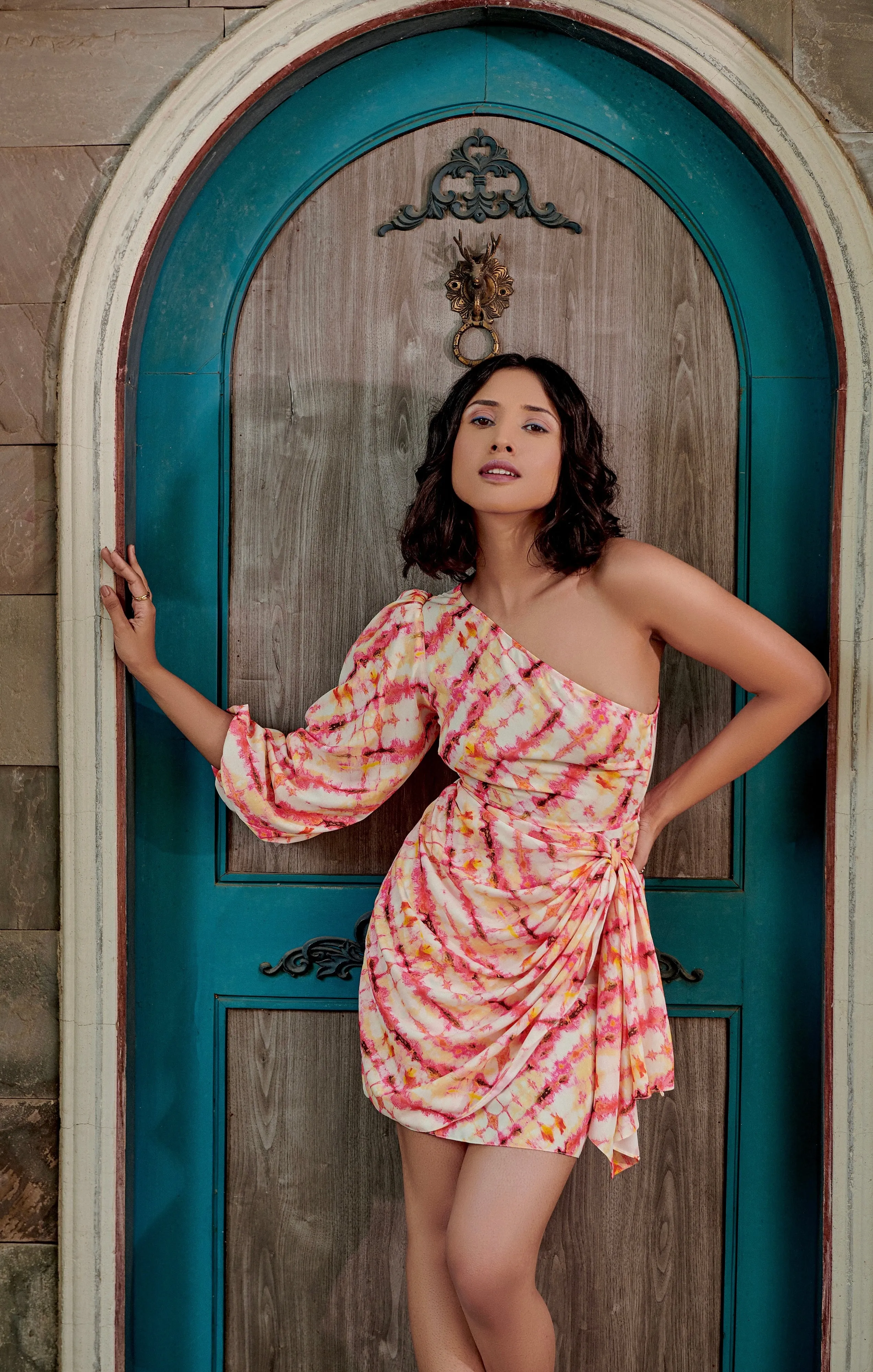 Summer dreams - one shoulder printed wrap dress