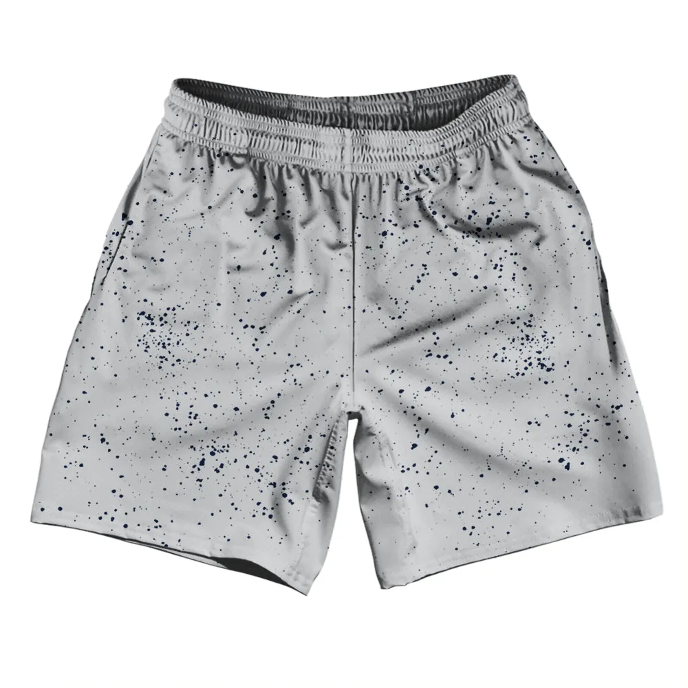Super Fly Pattern Blue Navy And Grey Medium Athletic Running Fitness Exercise Shorts 7" Inseam Shorts Made In USA