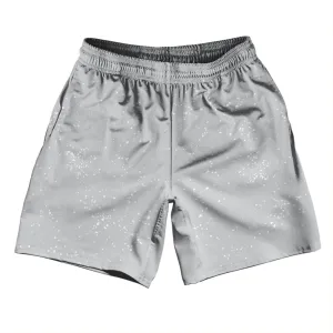 Super Fly Pattern Grey Medium and White Athletic Running Fitness Exercise Shorts 7" Inseam Shorts Made In USA