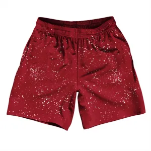 Super Fly Pattern Red Cardinal and White Athletic Running Fitness Exercise Shorts 7" Inseam Shorts Made In USA