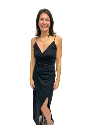 Susana Monaco Faux Wrap String Slit Dress 42 - Black