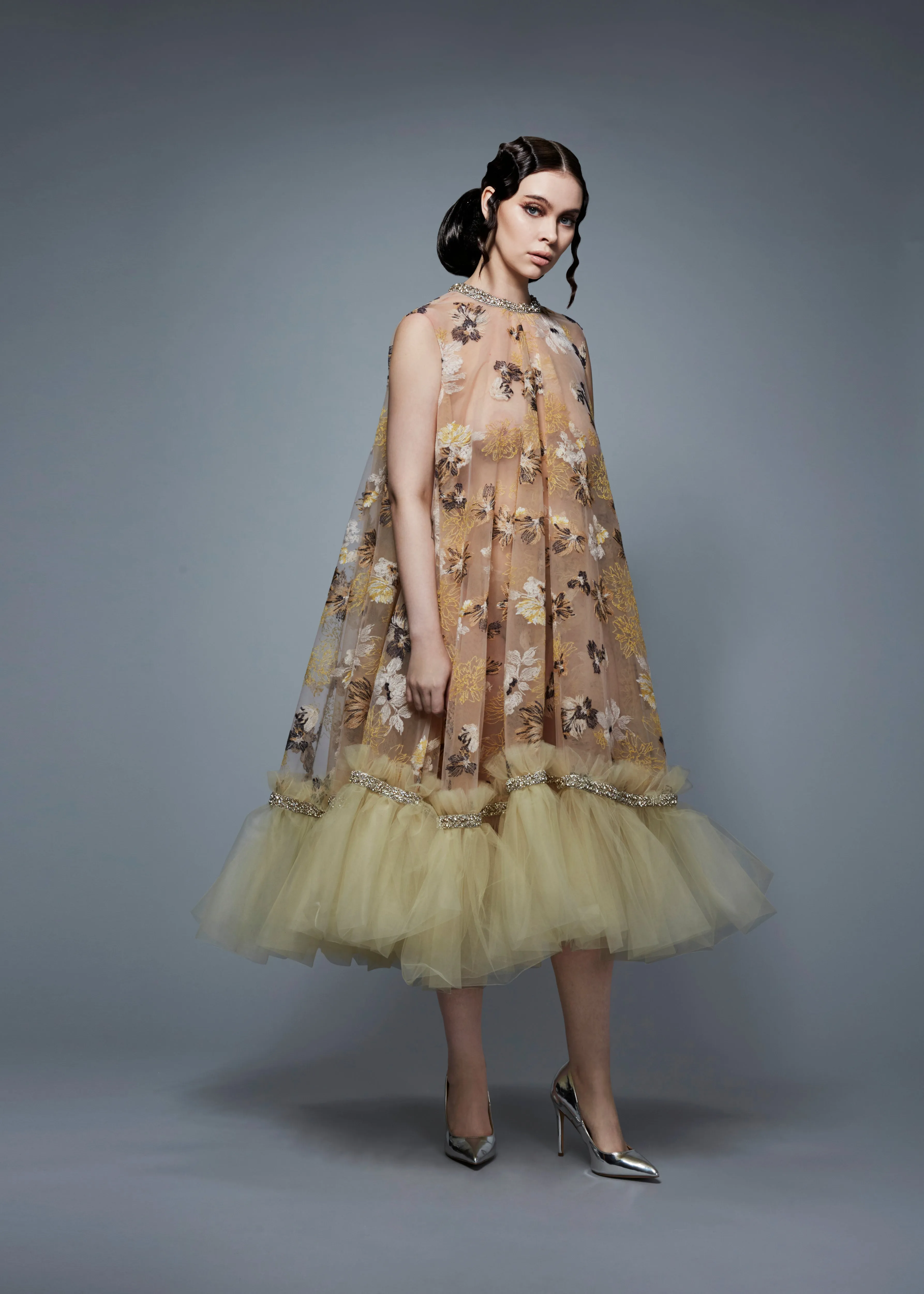 Swarovski Beaded Mock Neck Tulle Dress | Fall/Winter 19