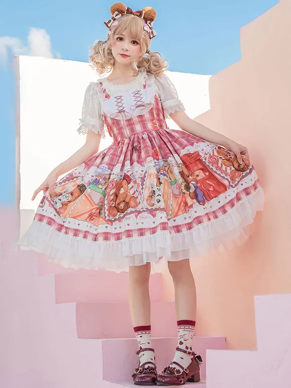 Sweet Lolita Dress Polyester Sleeveless Dress Adjustable Elastic