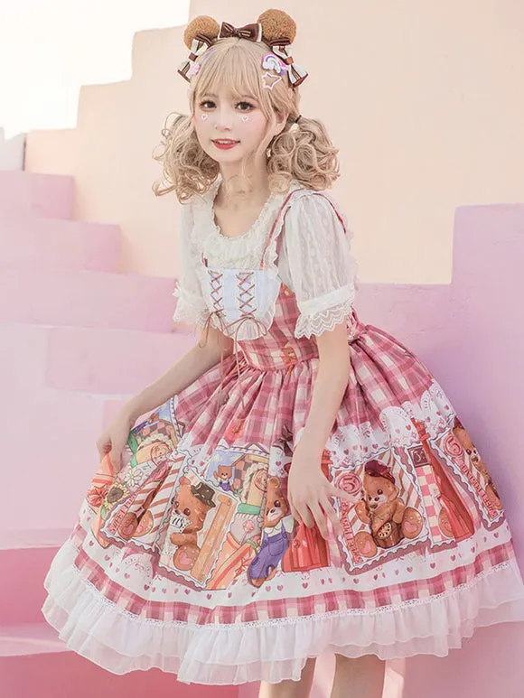 Sweet Lolita Dress Polyester Sleeveless Dress Adjustable Elastic