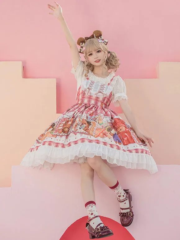 Sweet Lolita Dress Polyester Sleeveless Dress Adjustable Elastic