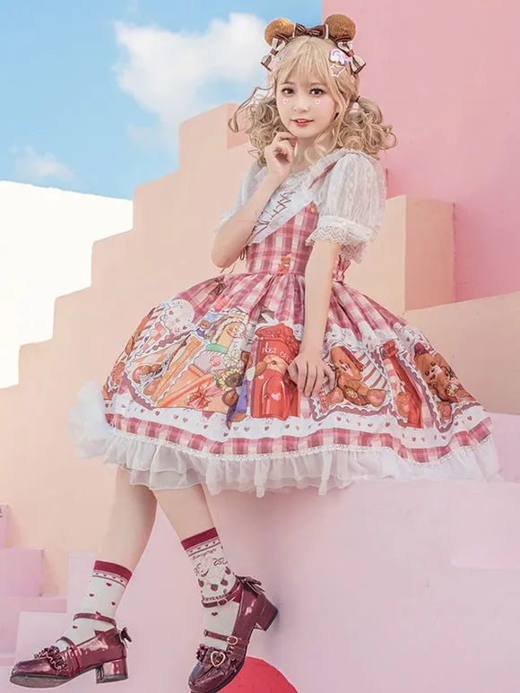 Sweet Lolita Dress Polyester Sleeveless Dress Adjustable Elastic