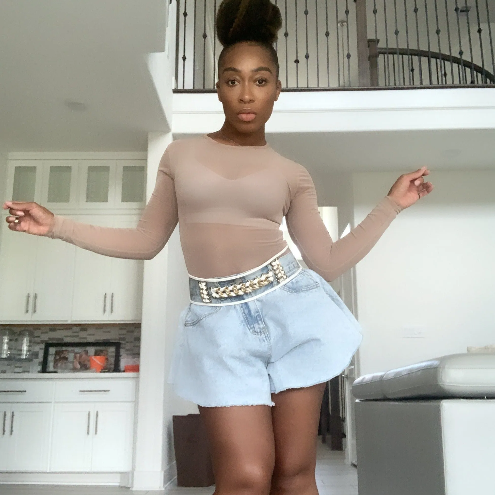 Swing My Way - Flared Denim Shorts