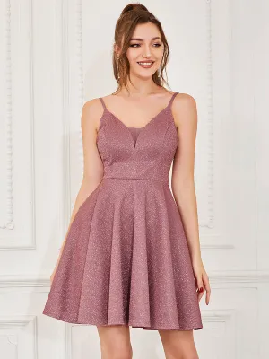 Taille personnalisée Robe De Bal Fantaisie Brillant Col En V Profond Au-dessus Du Genou