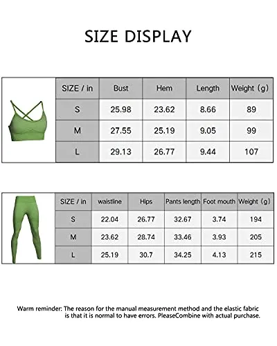 TAKIYA Women's 2 Piece Yoga Workout Outfit Sports Bra High Waist Seamless Leggings Tracksuits Cross Back Tank Top Light Green L