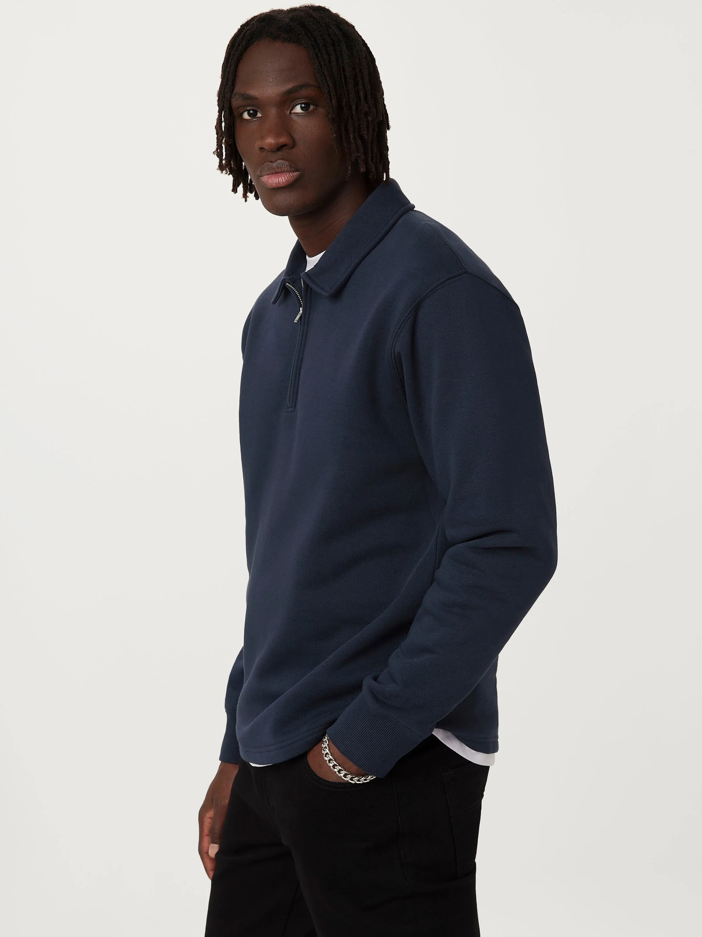 The Fleece Half-Zip Sweatshirt in Deep Blue