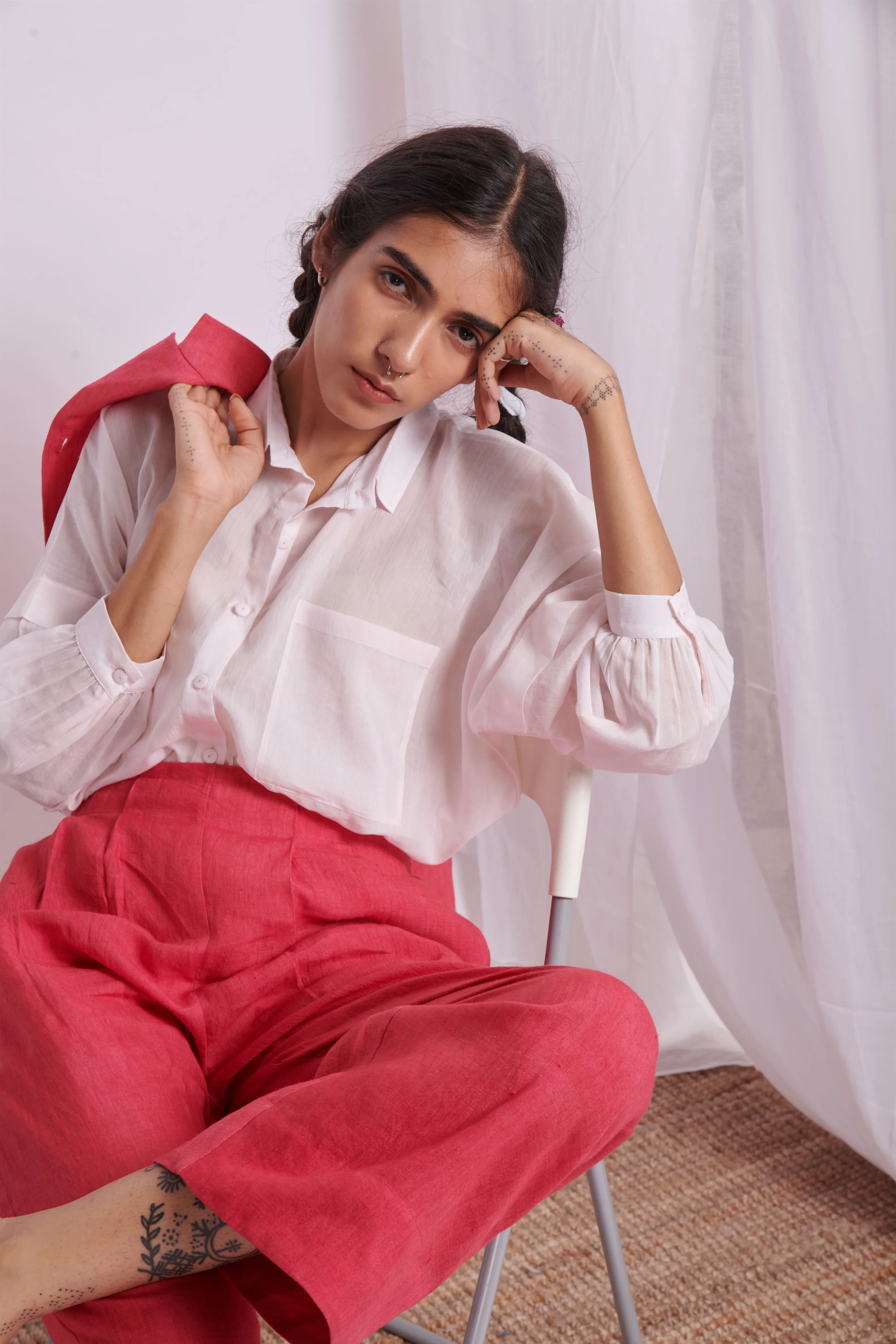 The Plavate I Khimki Letâ€™s not go anywhere Co- ord Set Linen Raspberry Daily Collection AW22-14