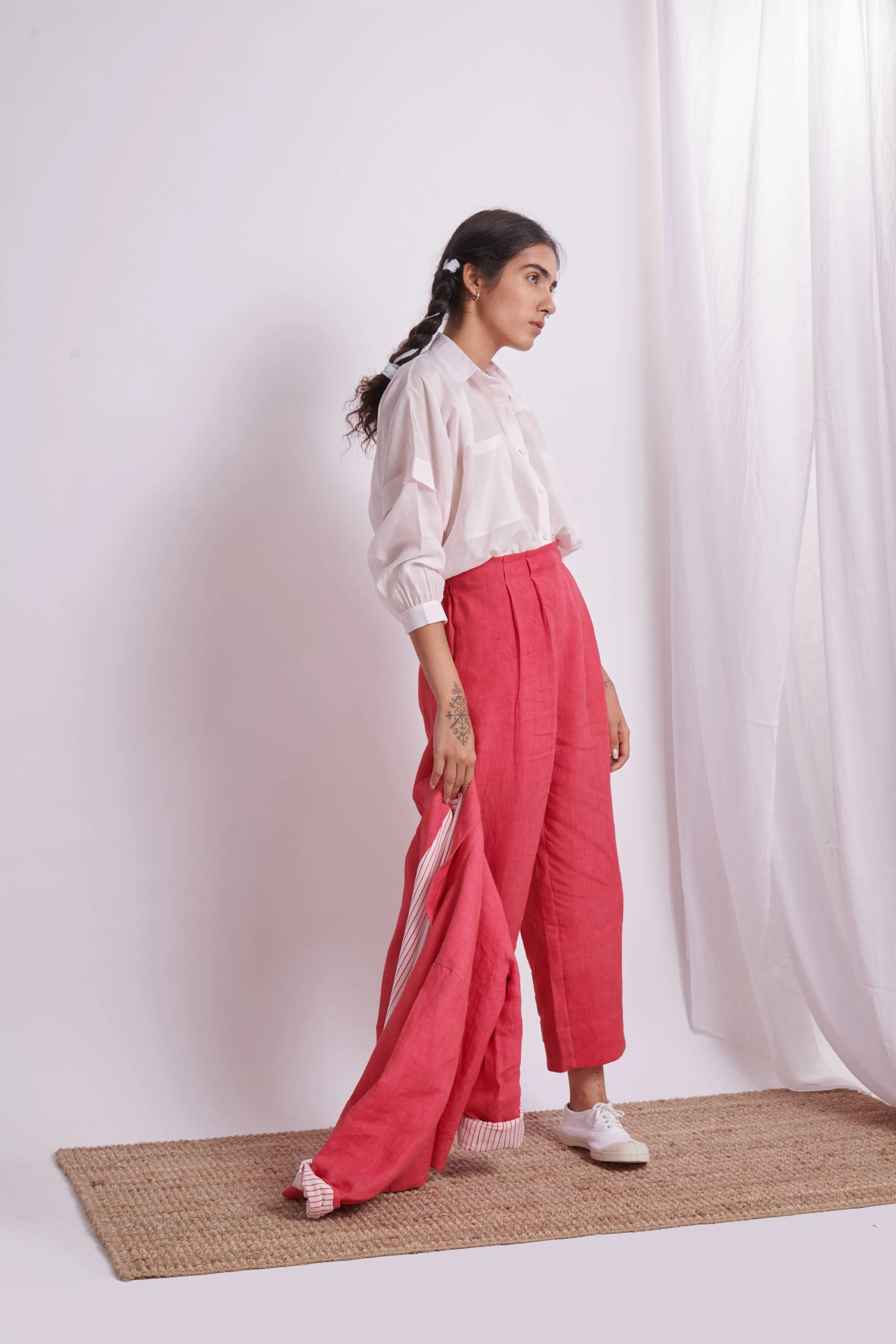 The Plavate I Khimki Letâ€™s not go anywhere Co- ord Set Linen Raspberry Daily Collection AW22-14