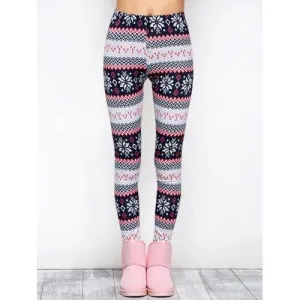 Tight Snowflake Print Christmas Leggings - Red S