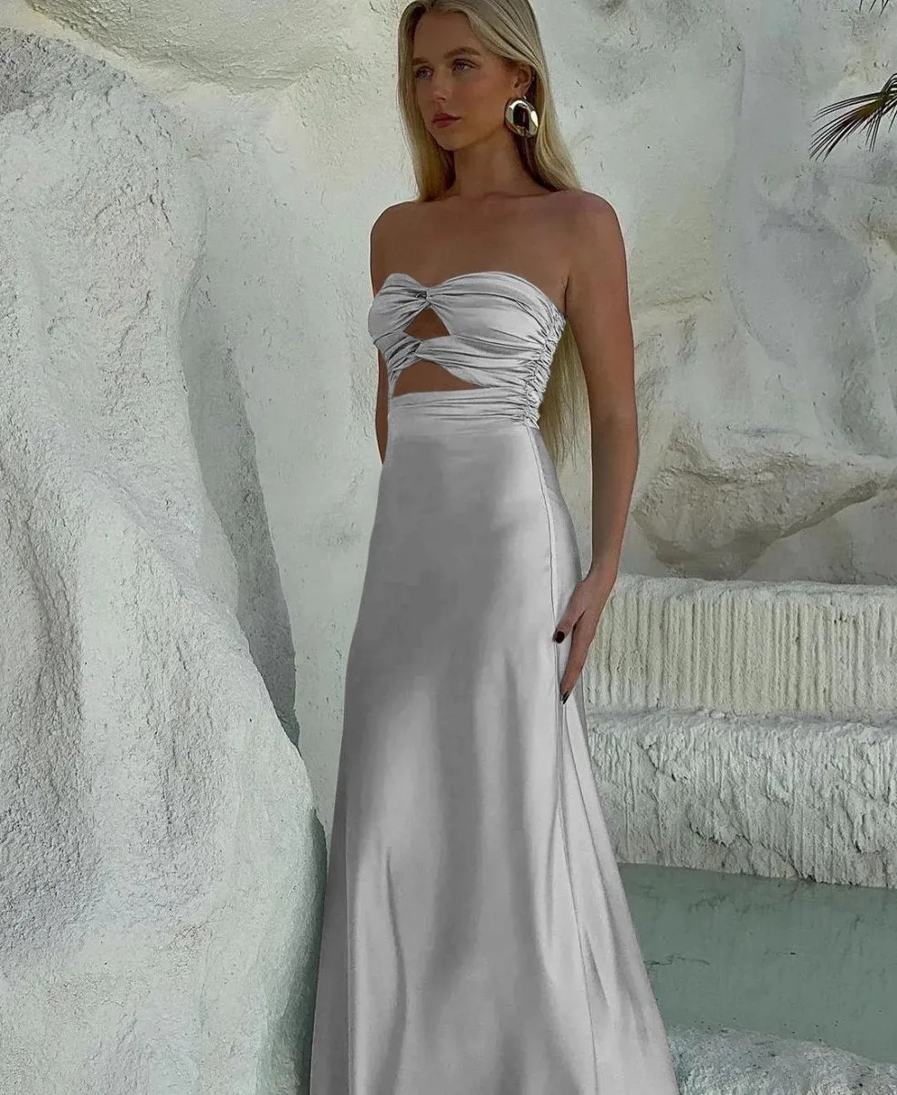 Tinble | Strapless Aqua Blue Sheath Long Prom Dresses