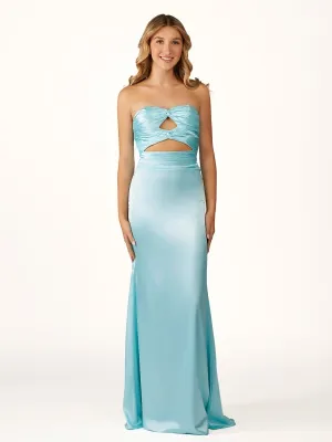 Tinble | Strapless Aqua Blue Sheath Long Prom Dresses