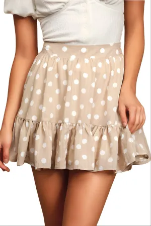 TOBY HEART GINGER Women's Beige Polka Dot Lulu A-Line Skirt #T1089 NWT
