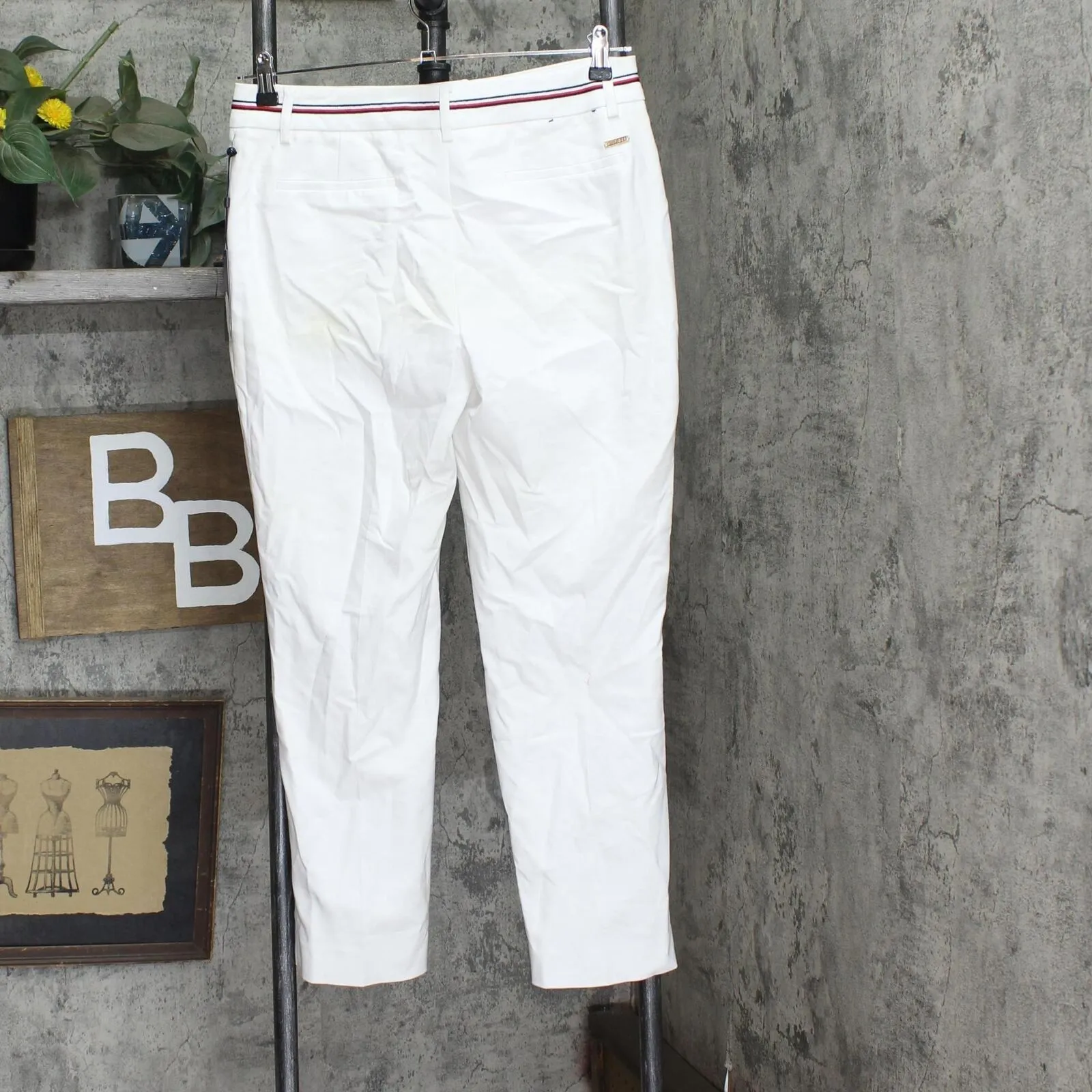 Tommy Hilfiger Womens Ribbon-Trim Ankle Pants T9AKD323 White 6
