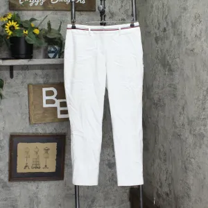 Tommy Hilfiger Womens Ribbon-Trim Ankle Pants T9AKD323 White 6