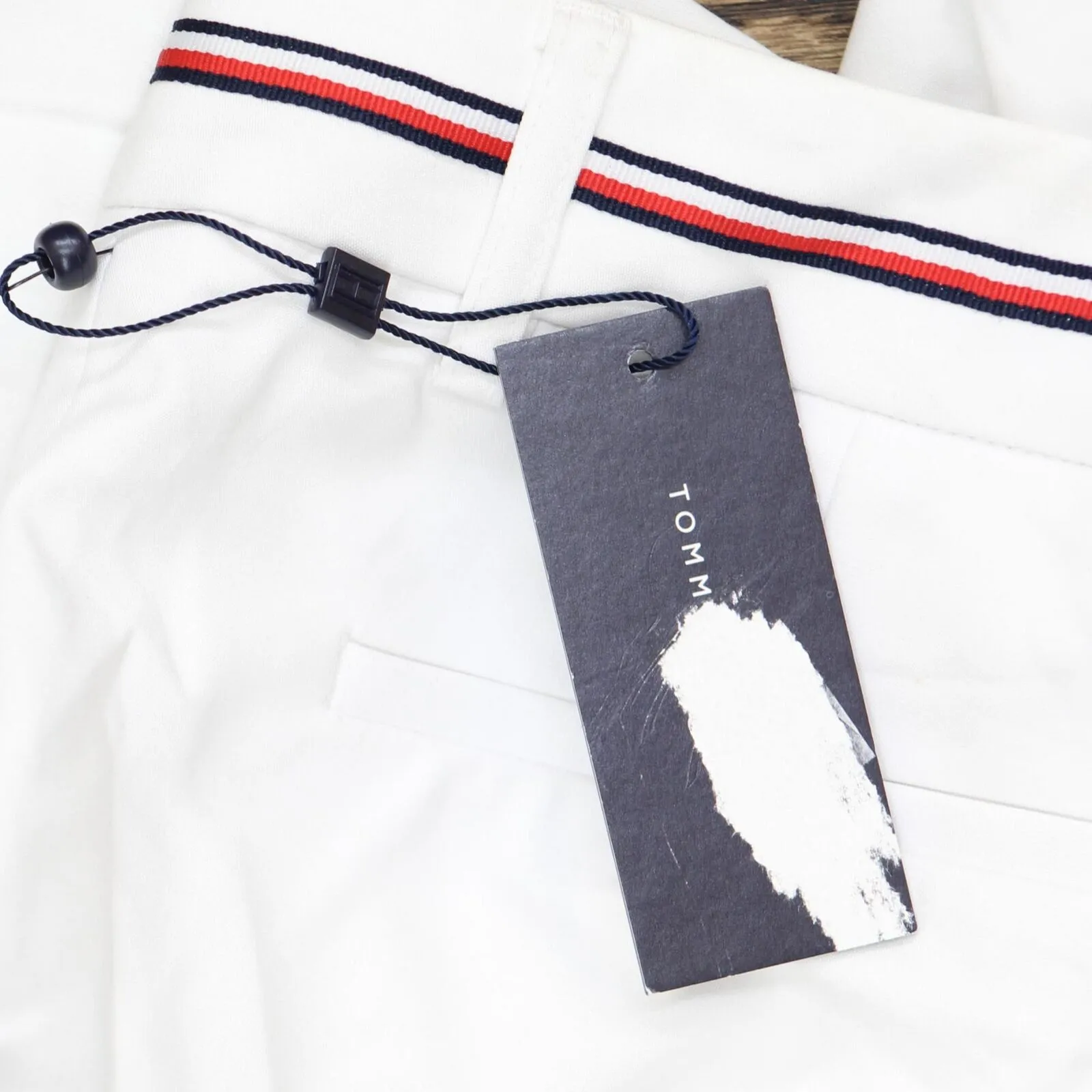 Tommy Hilfiger Womens Ribbon-Trim Ankle Pants T9AKD323 White 6