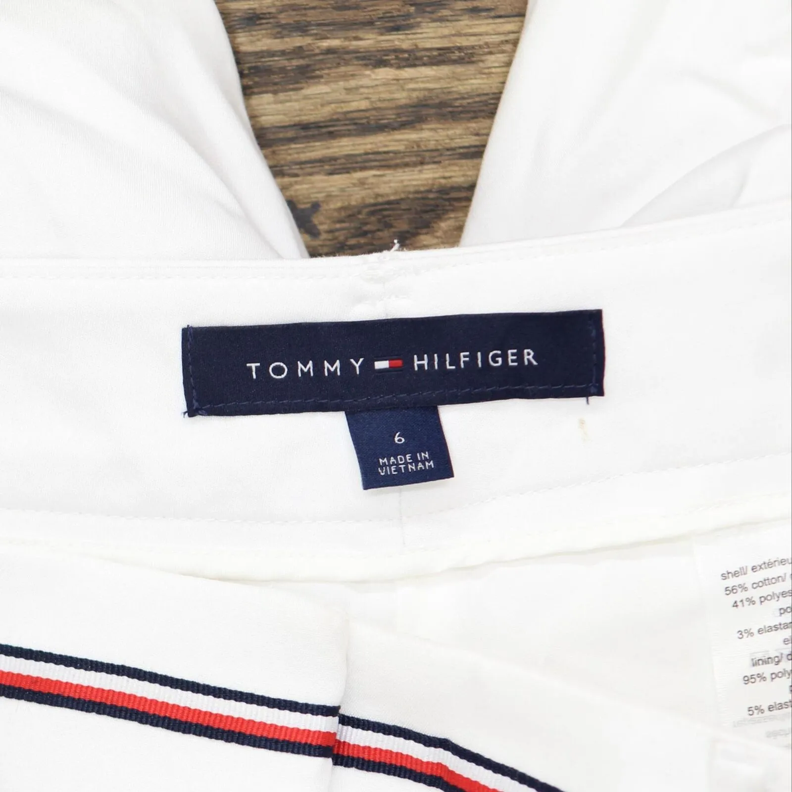 Tommy Hilfiger Womens Ribbon-Trim Ankle Pants T9AKD323 White 6