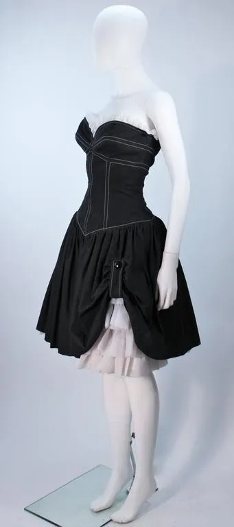 TRAVILLA Denim Cocktail Dress, Jacket w/ White Stitching Size 8-10