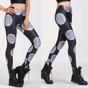 Trendy Slimming Floral Print Elastic Waist High-Waisted Women's Leggings - Black One Size(fit Size Xs To M)