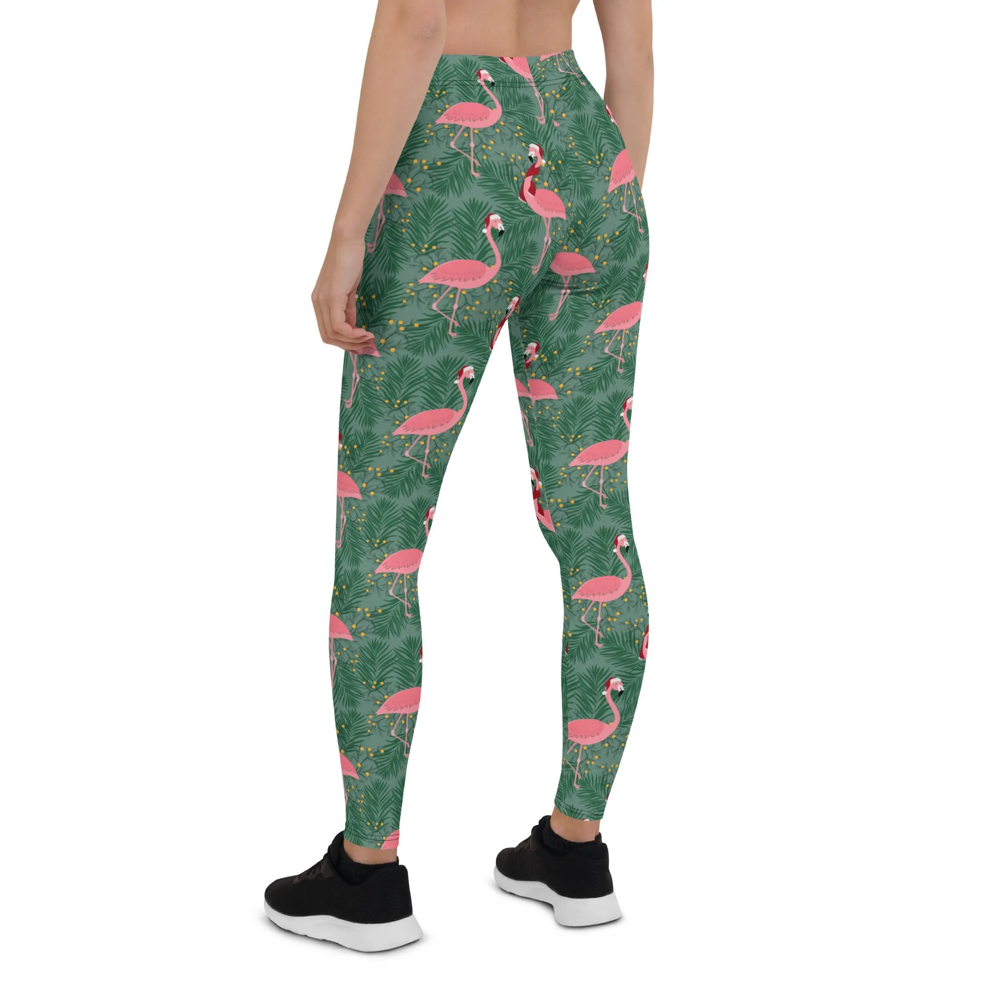 Tropical Christmas Flamingo Mid-waist Leggings