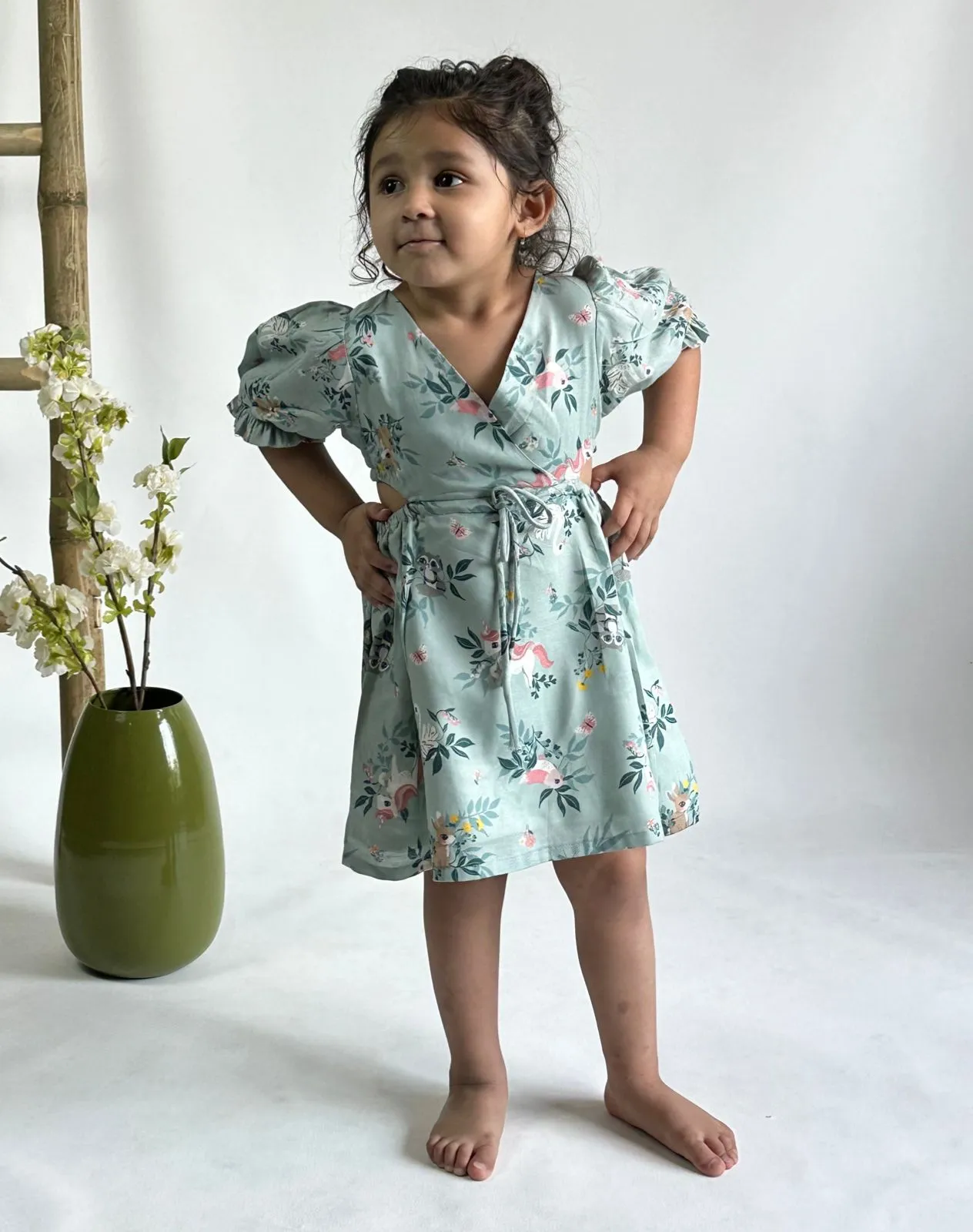 Tropical Wrap Cut-out Dress