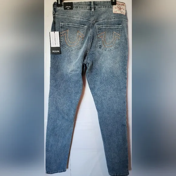 True Religion Jennie Curvy horseshoe Crystal Skinny Jean sz‎ 28 NWT