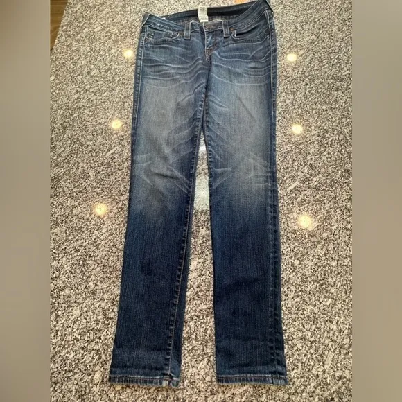True Religion Stella Skinny Low Rise Medium Dark Wash Jegging Stretch Jeans 29