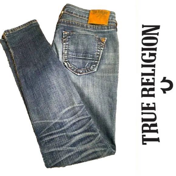 True Religion Stella Skinny Low Rise Medium Dark Wash Jegging Stretch Jeans 29