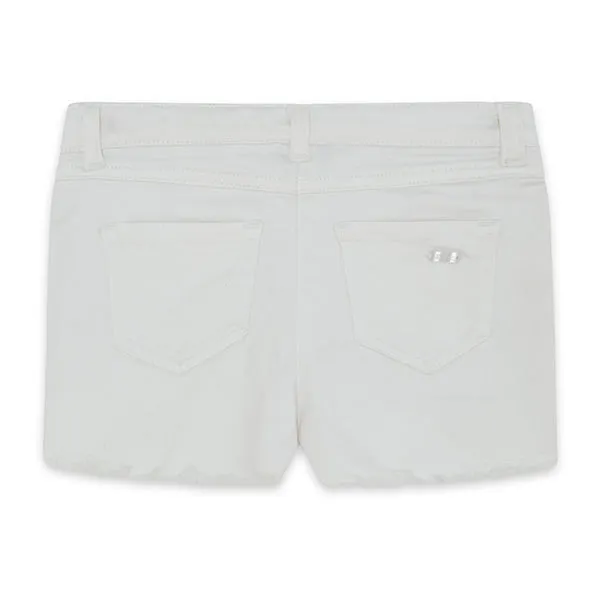 Tuctuc White Denim Shorts with Flower Print Detail