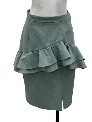 Turquoise Ruffles Pencil Skirt