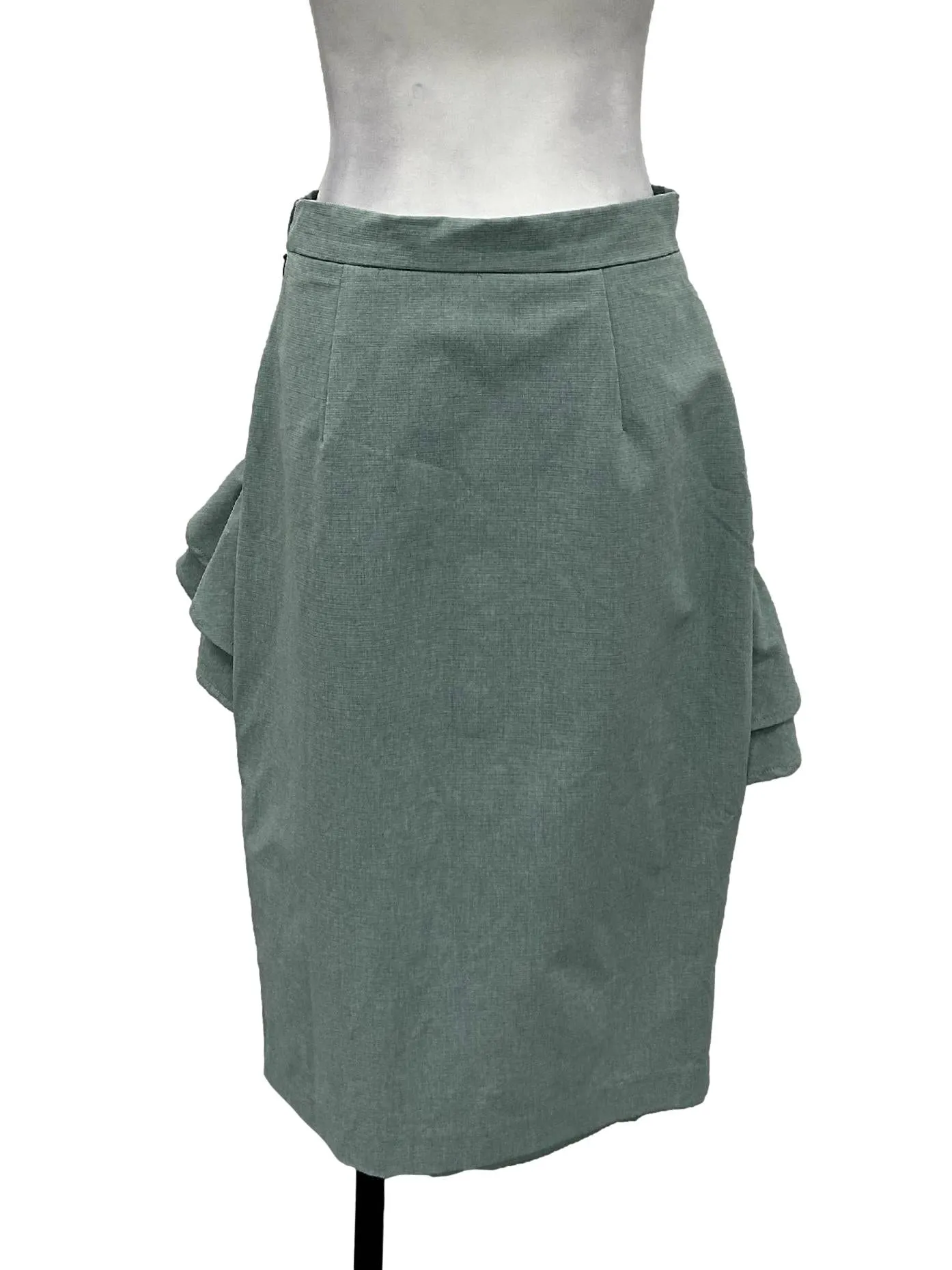 Turquoise Ruffles Pencil Skirt