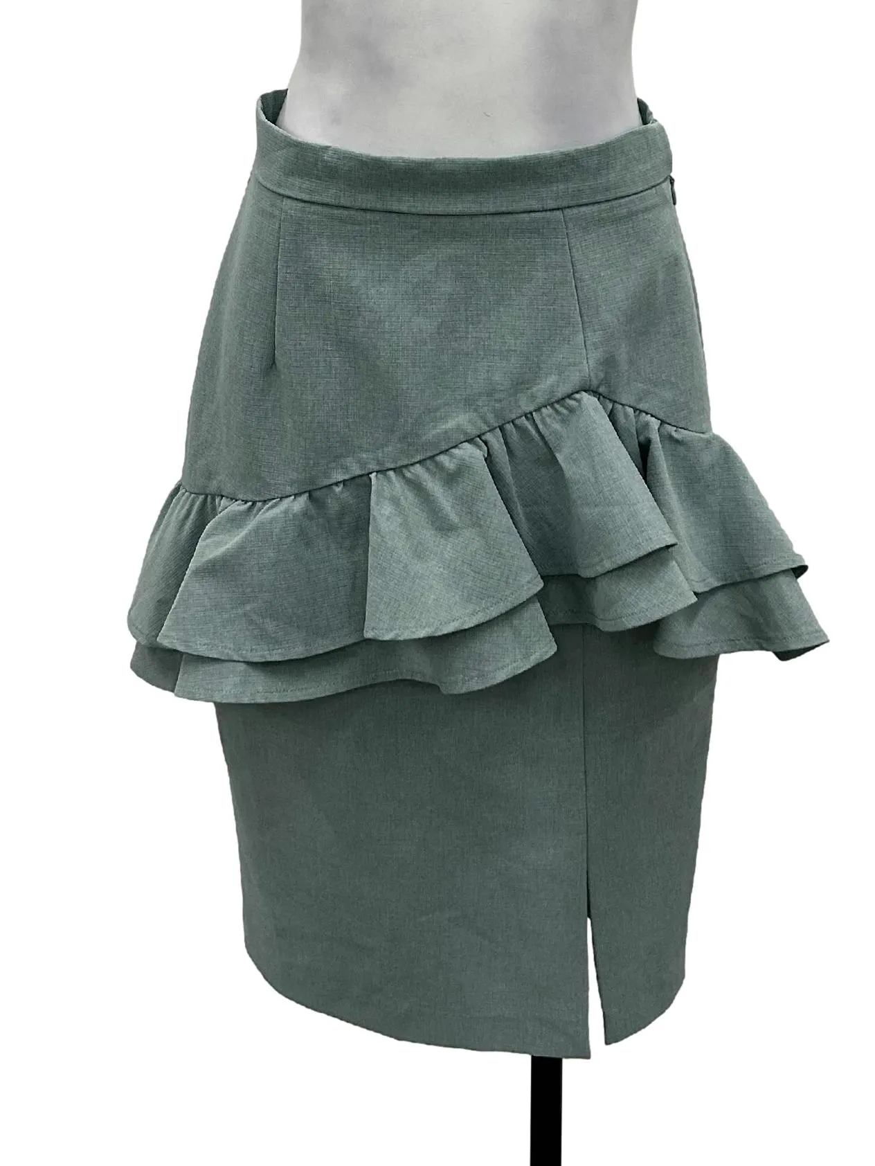 Turquoise Ruffles Pencil Skirt