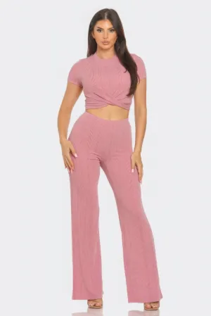 Twistin Flare Set In Mauve