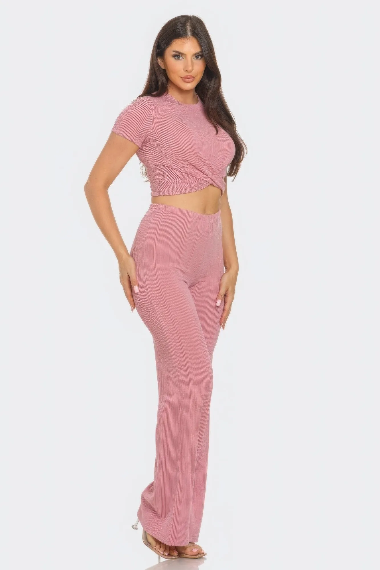 Twistin Flare Set In Mauve