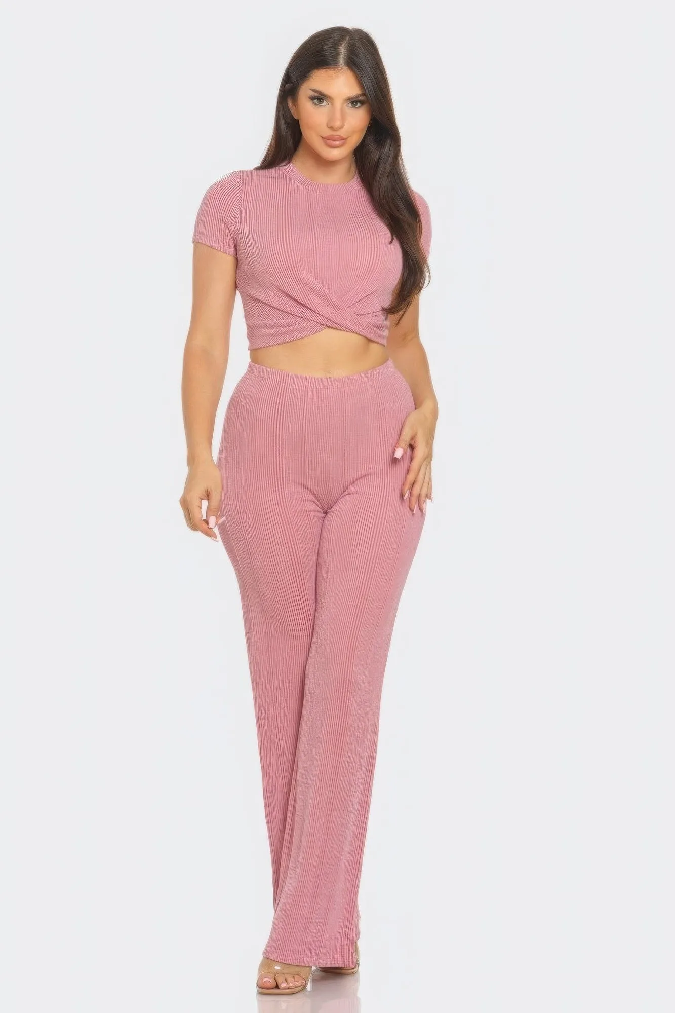 Twistin Flare Set In Mauve