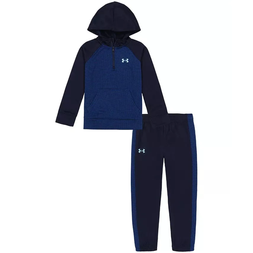 Under Armour Boys' UA Grid Fleece 1/4 Zip Hoodie Set - Midnight Navy