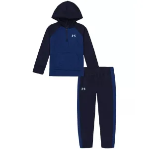 Under Armour Boys' UA Grid Fleece 1/4 Zip Hoodie Set - Midnight Navy