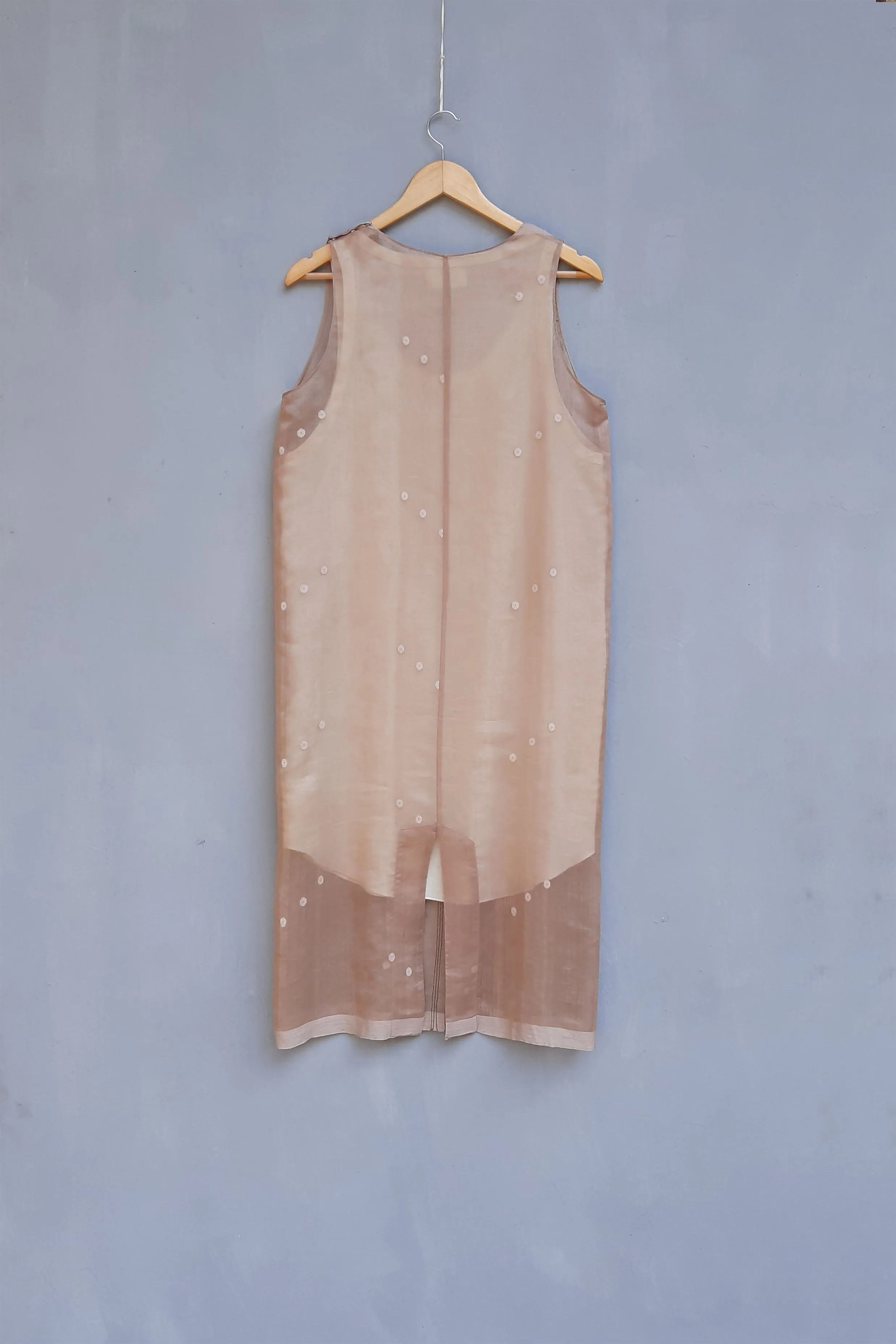 Urvashi Kaur   I   Ris SLEEVELESS DRESS WABI chanderi cotton silk nude TESSELLATE- 94