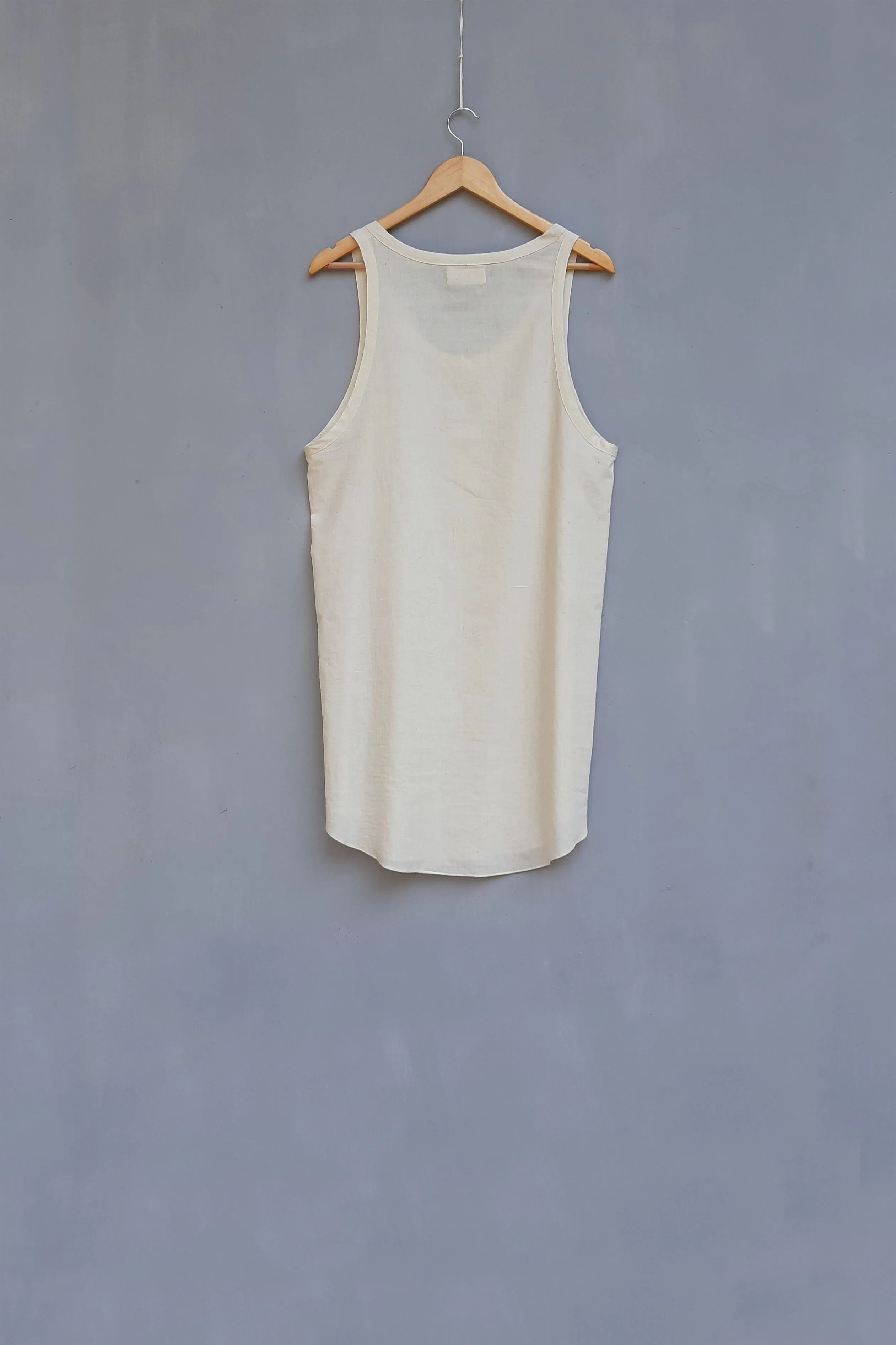 Urvashi Kaur   I   Ris SLEEVELESS DRESS WABI chanderi cotton silk nude TESSELLATE- 94