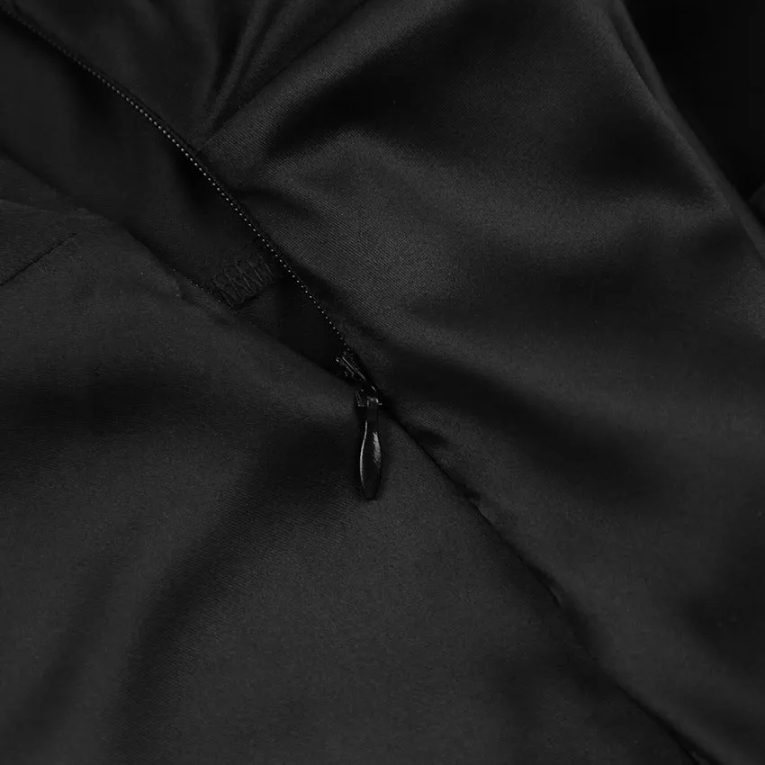 V-neck Pile Collar Satin Bodycon Mini Dresses