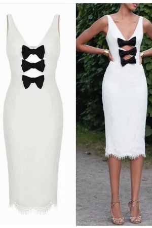 V-neckline Lace Prom Dress Knee Length