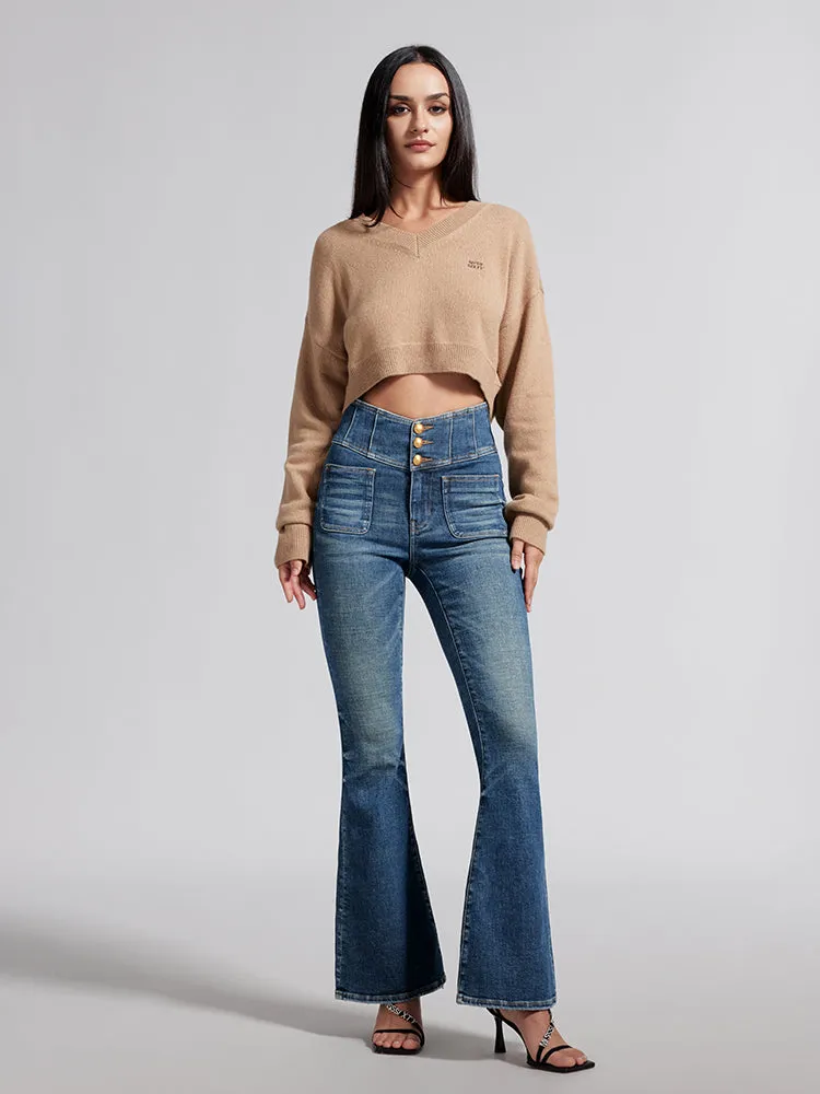 V-Shape Super High Waisted Flared Jeans