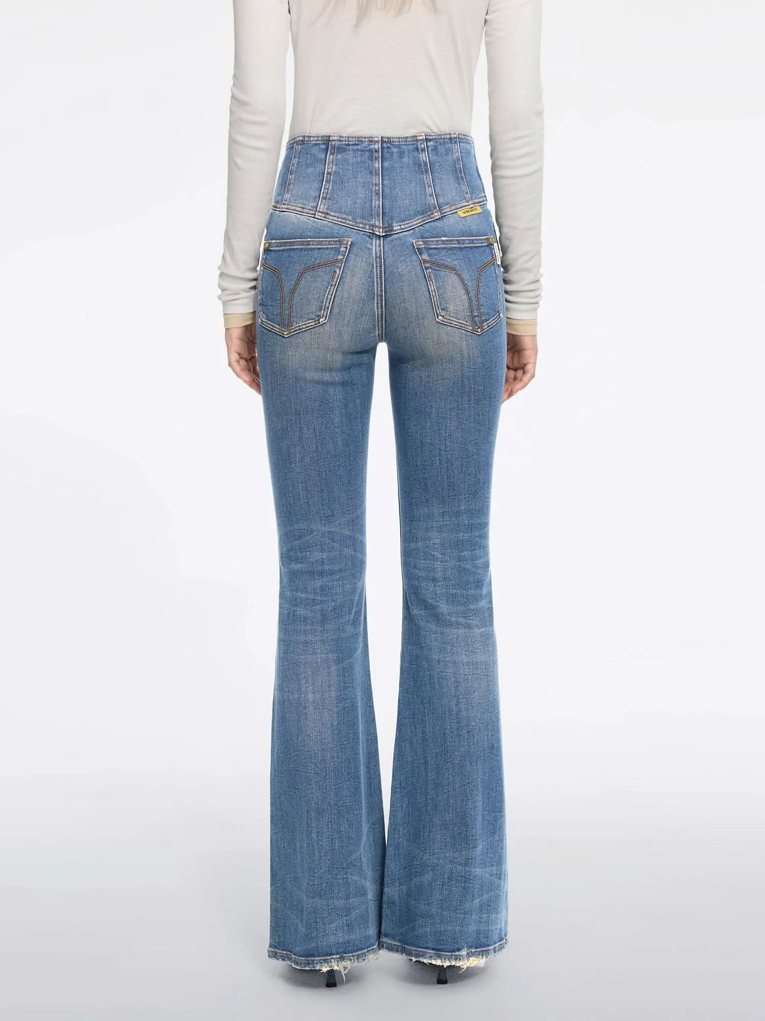 V-Shape Super High Waisted Flared Jeans